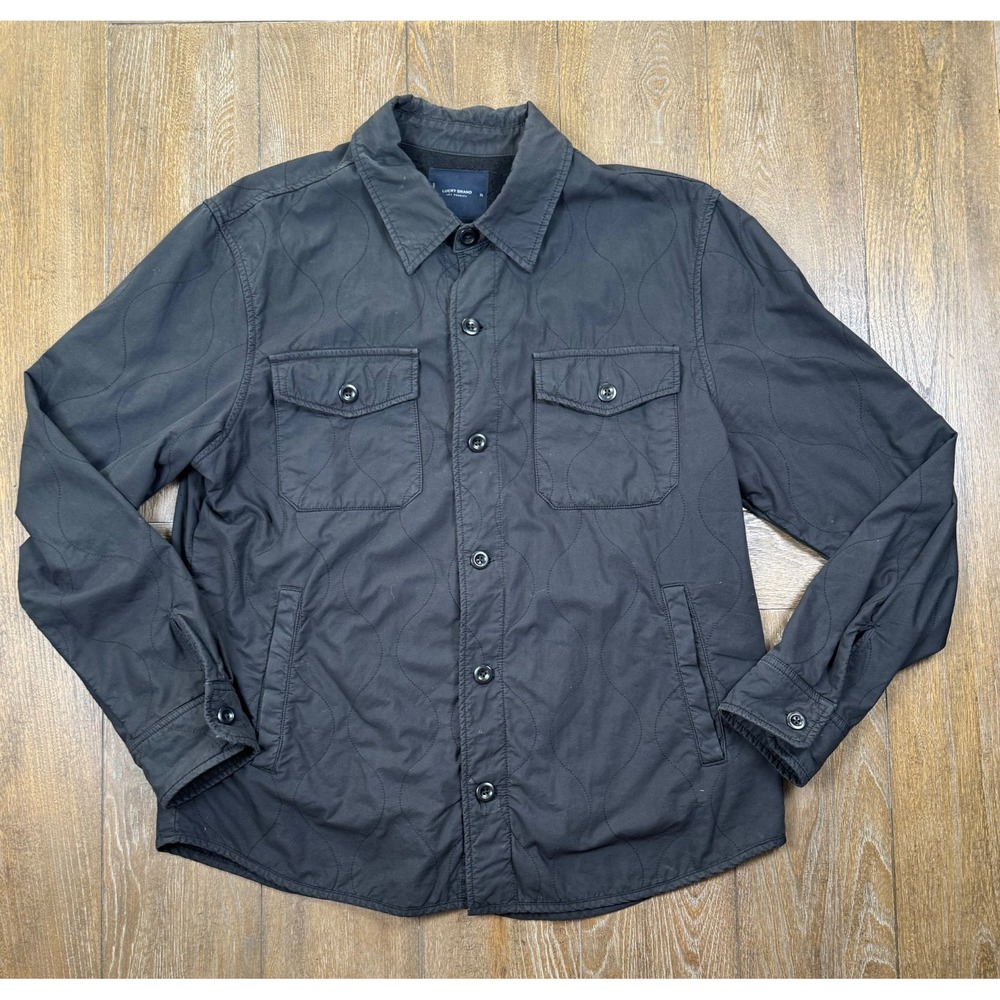 Lucky Brand Men's XL Black Quilted Fleece Lined Shirt Jacket Shacket 3337